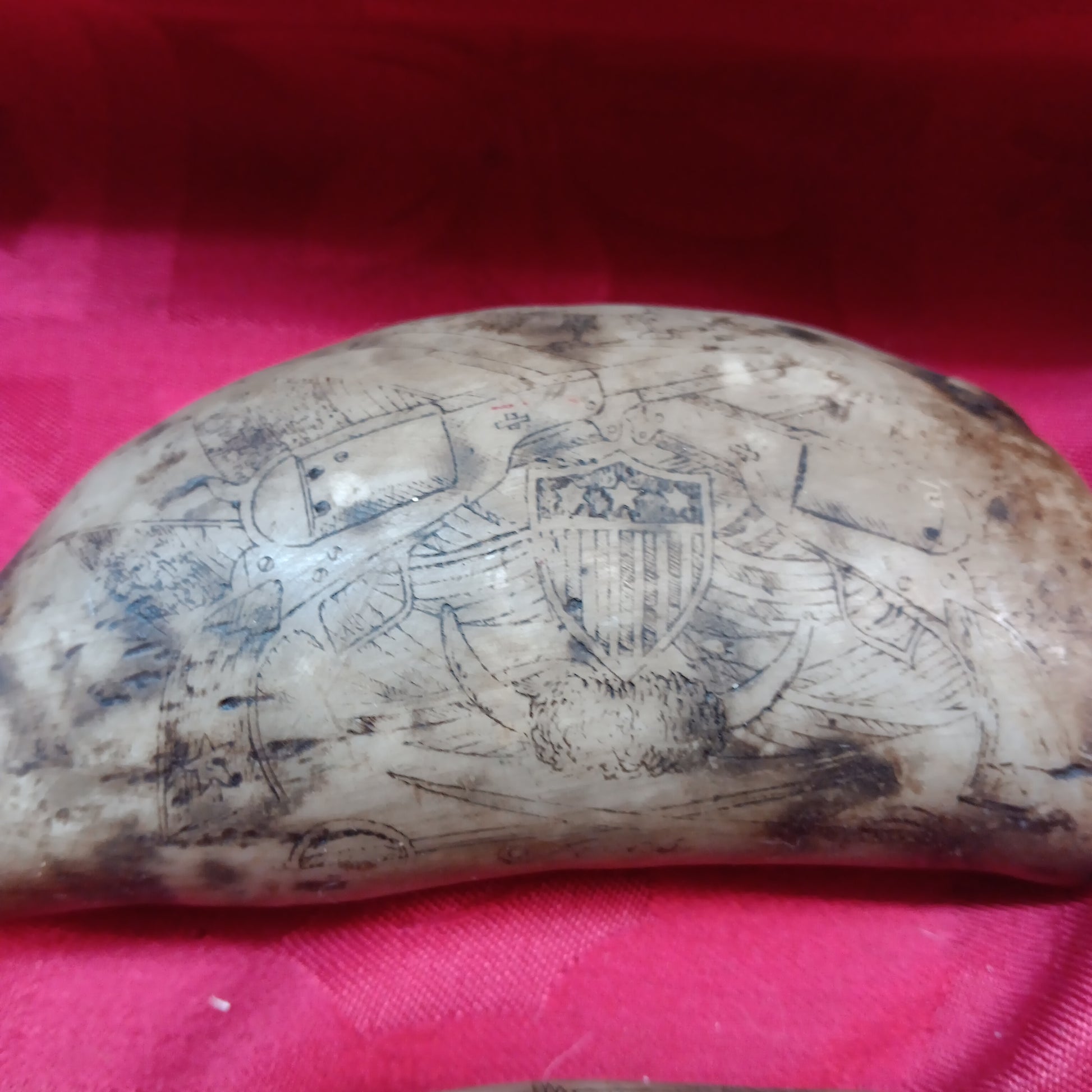 Scrimshaw Resin whale teeth Pair-Jantiques LLC.