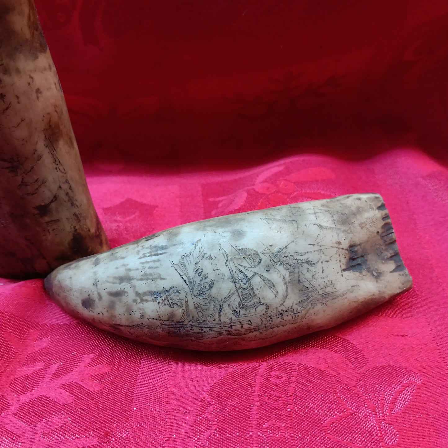 Scrimshaw Resin whale teeth Pair-Jantiques LLC.