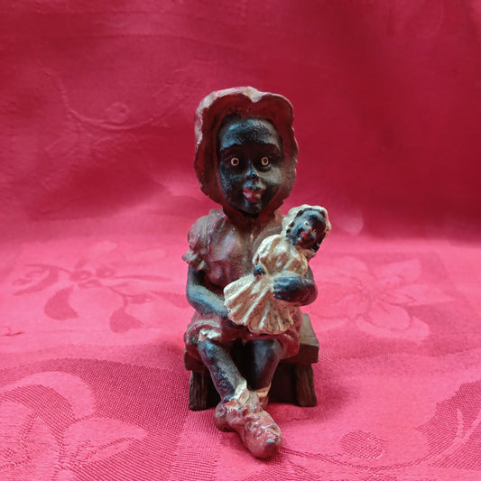 Lead Black Americana Girl with Baby Doll-Jantiques LLC.