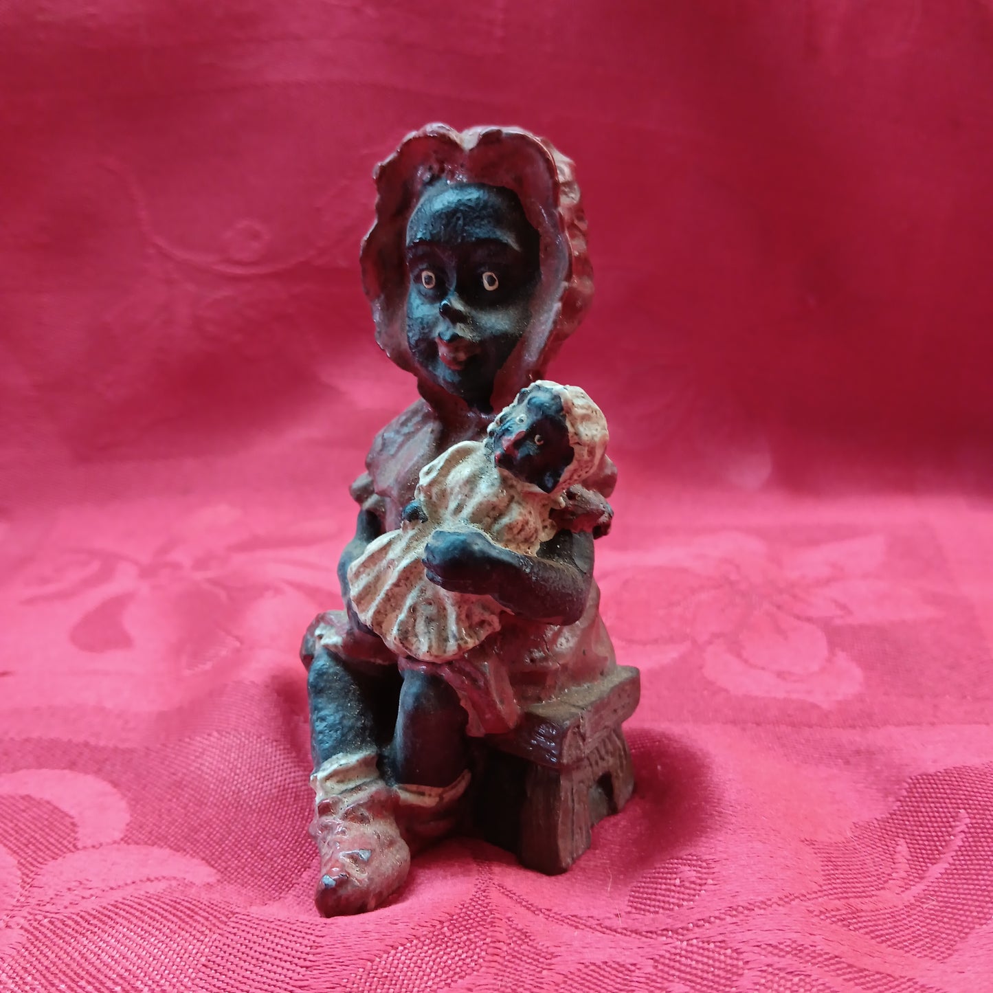 Lead Black Americana Girl with Baby Doll-Jantiques LLC.