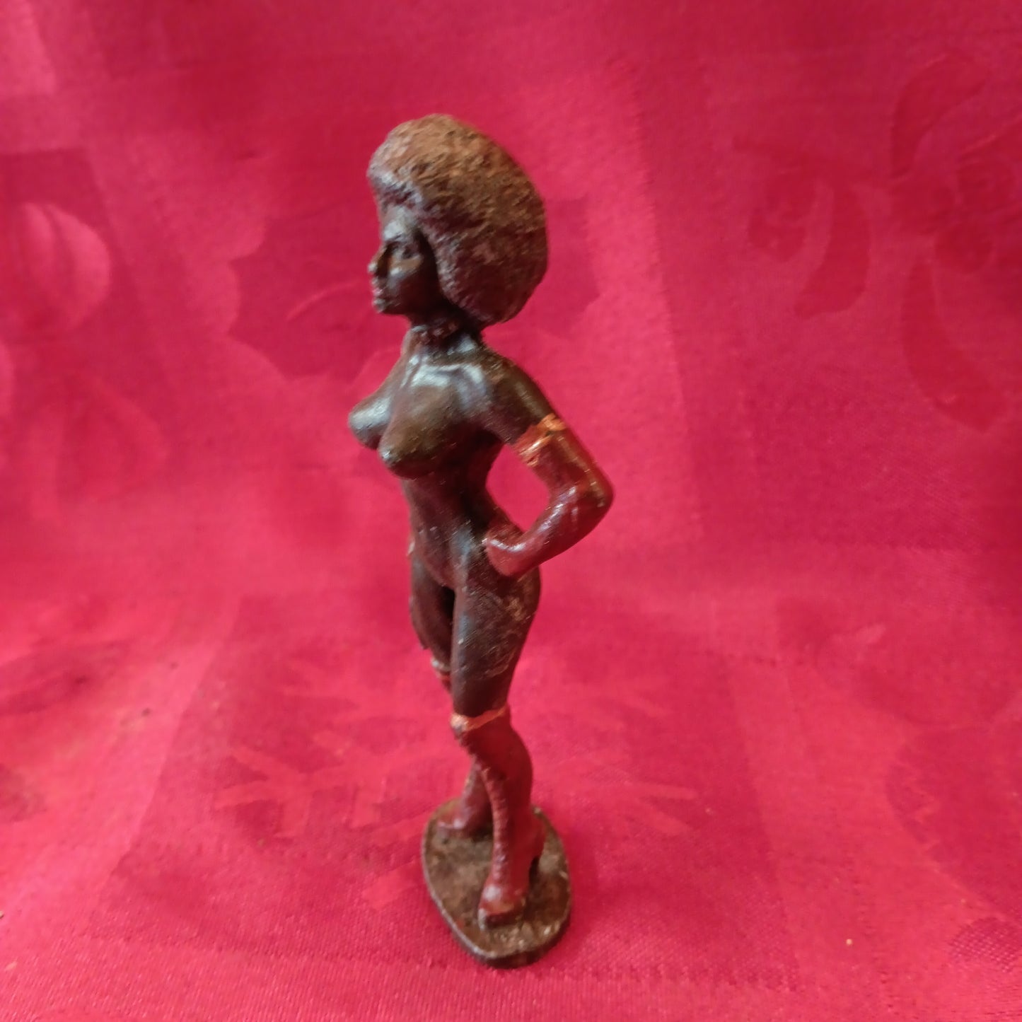 Lead Erotic Black Americana Afro Woman with Mini Whip-Jantiques LLC.