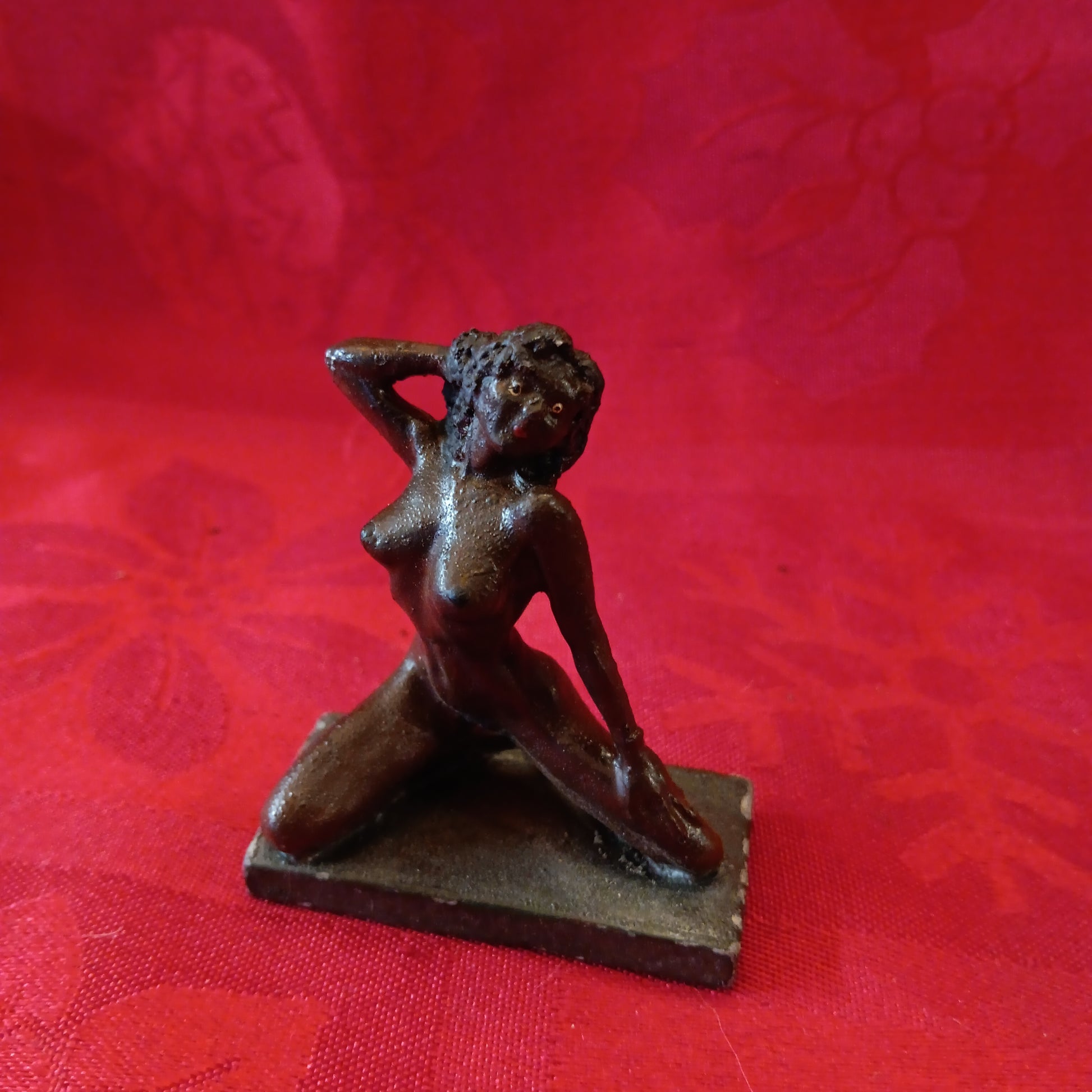 Lead Erotic Black Americana Naked Woman on Knees-Jantiques LLC.