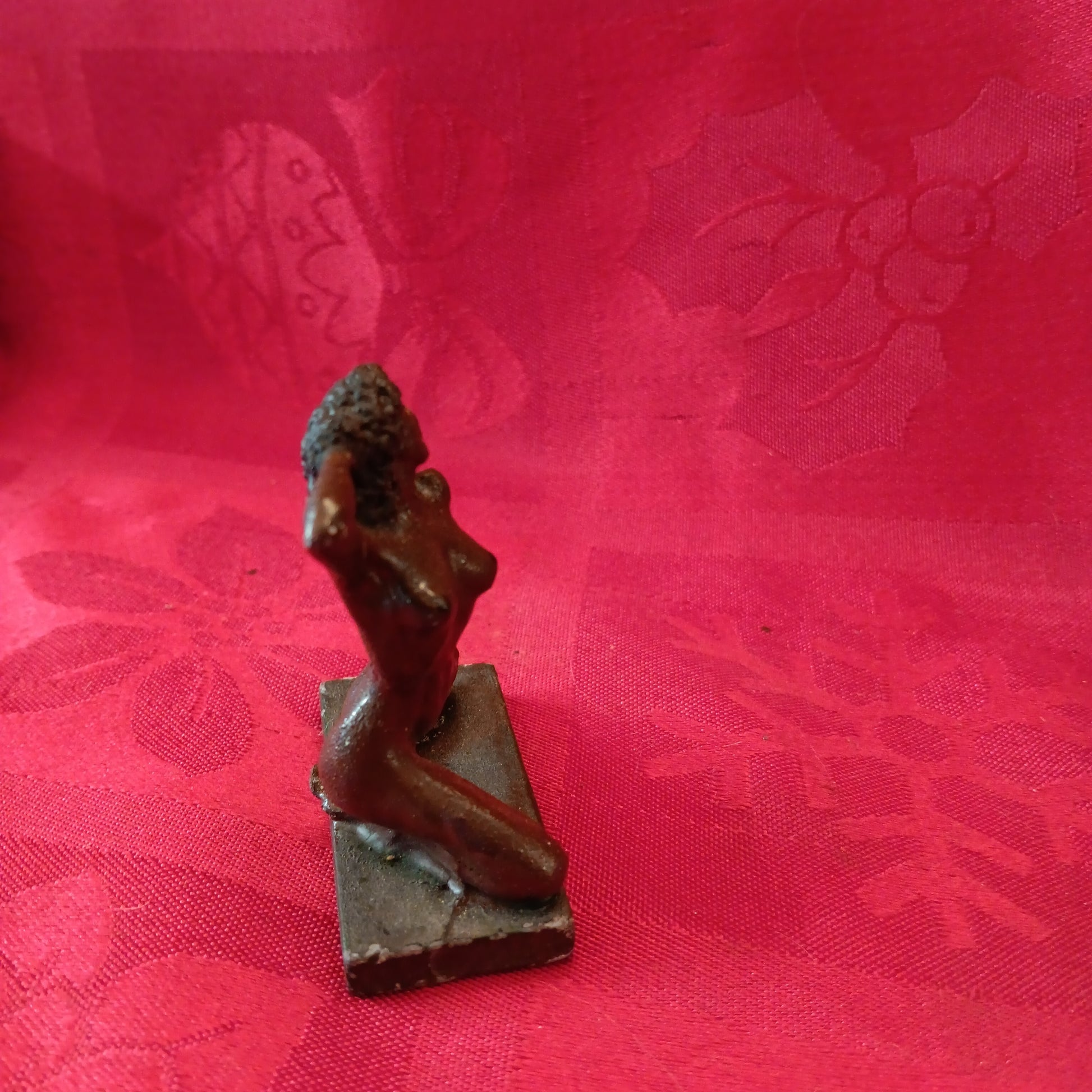 Lead Erotic Black Americana Naked Woman on Knees-Jantiques LLC.