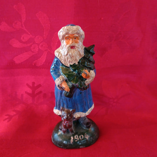 Lead Blue Santa Claus 1904-Jantiques LLC.