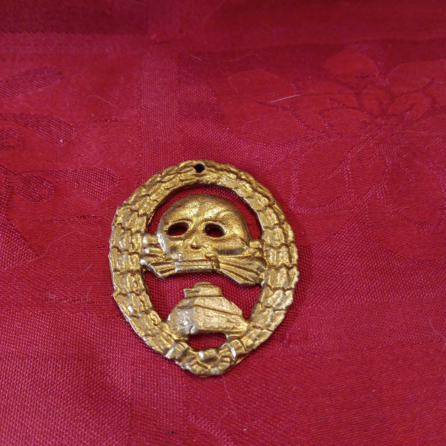 Lead WWII Natzi Skull Tank Badge / Pendant-Jantiques LLC.