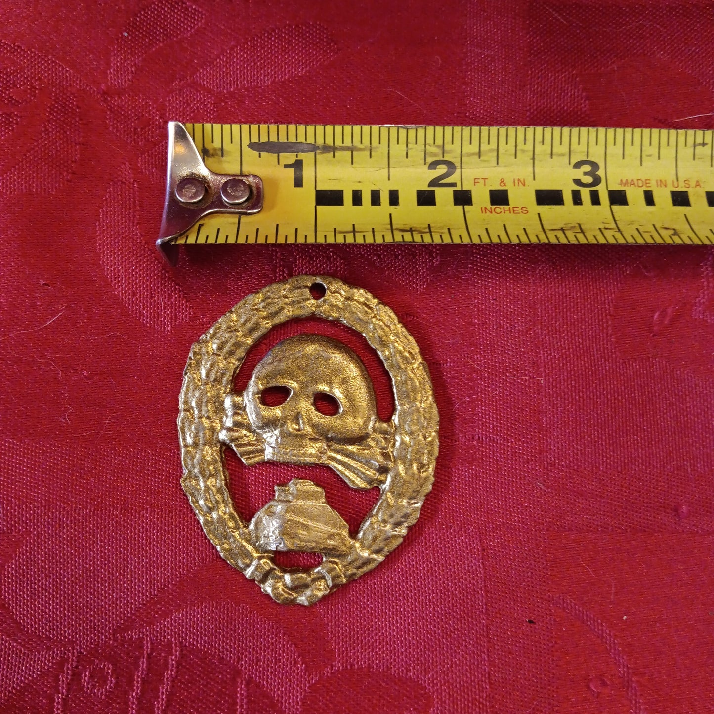 Lead WWII Natzi Skull Tank Badge / Pendant-Jantiques LLC.