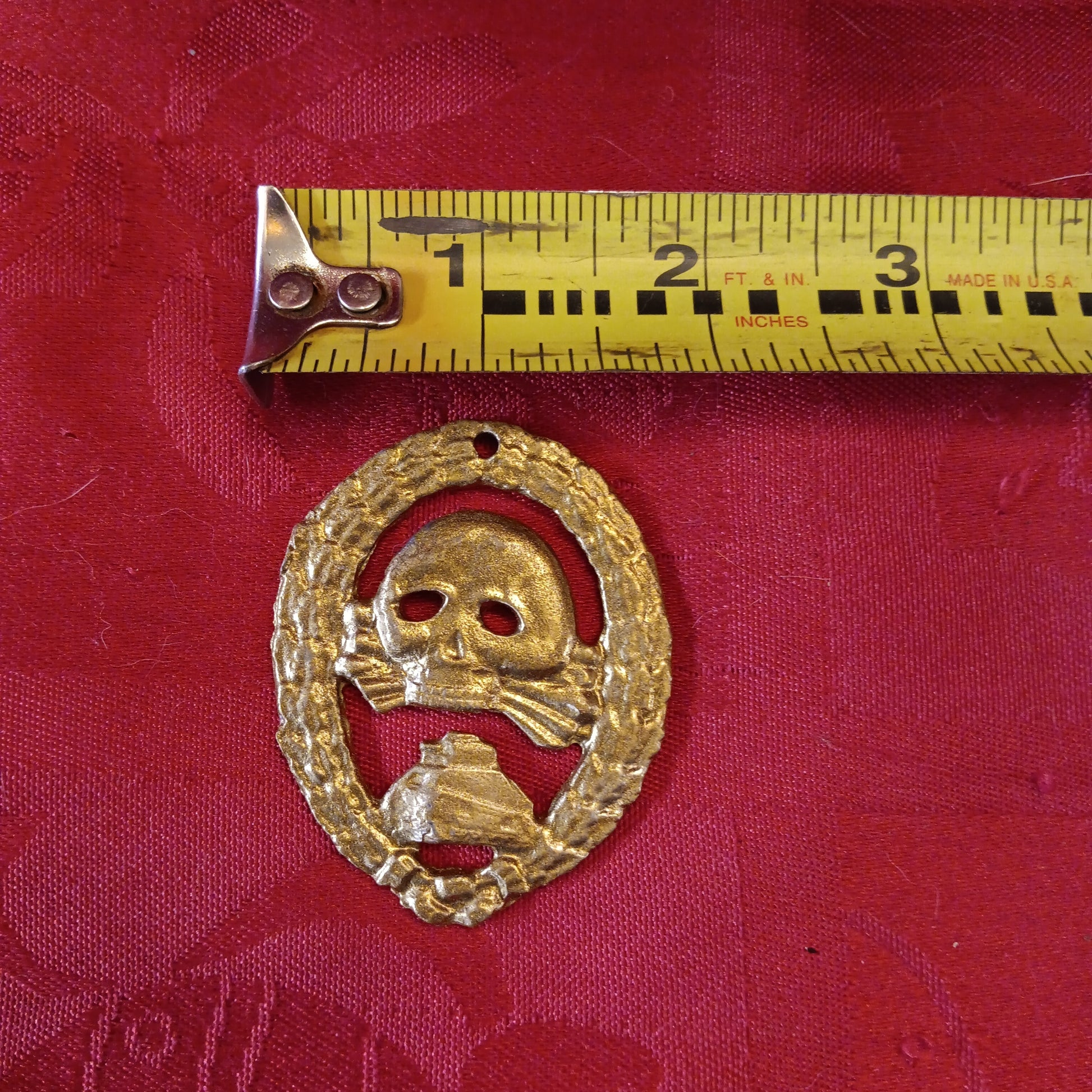 Lead WWII Natzi Skull Tank Badge / Pendant-Jantiques LLC.