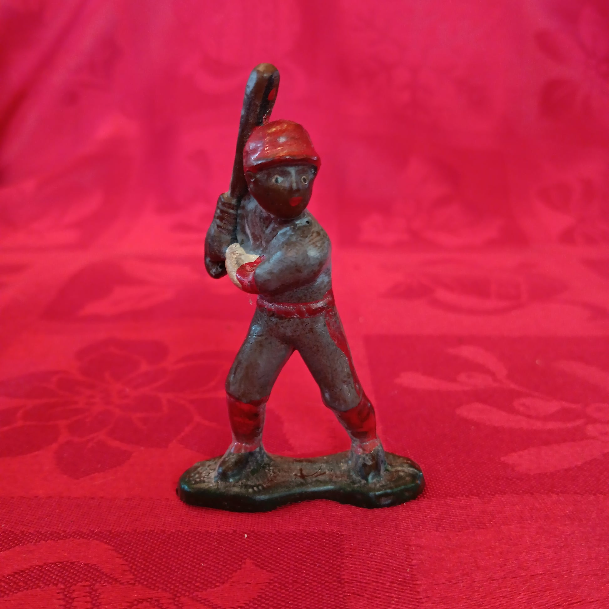 Lead Black Americana Md Red Baseball Player Batter-Jantiques LLC.