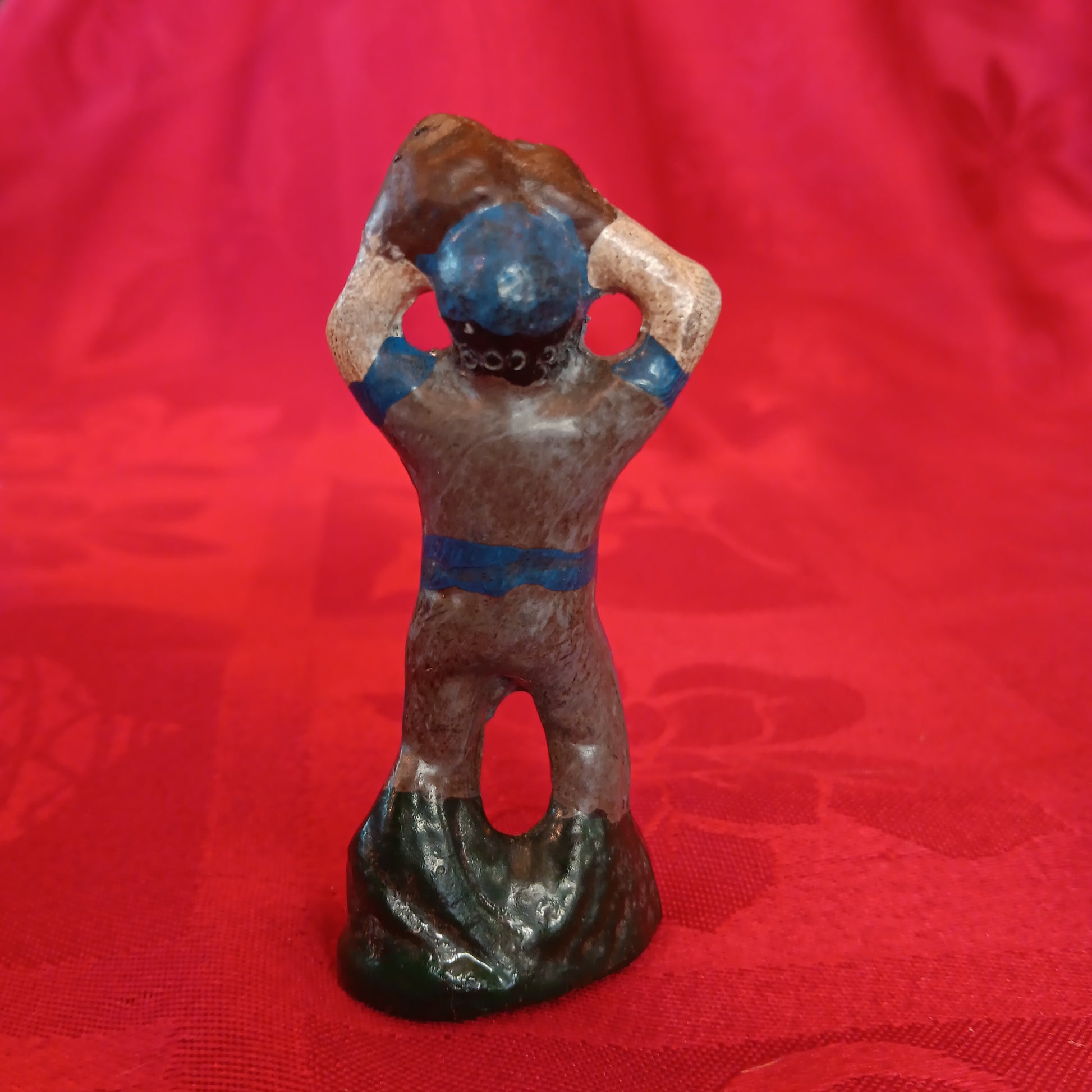 Lead Black Americana Md Blue Baseball Player Baseman Catching Ball-Jantiques LLC.