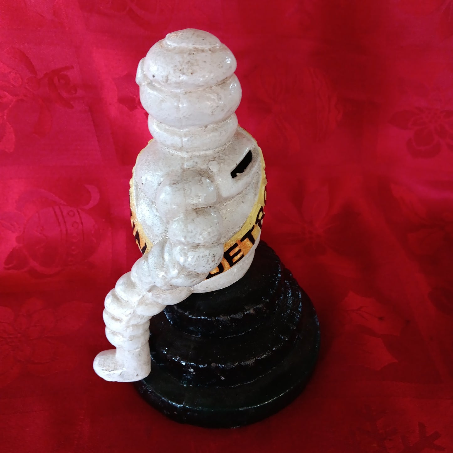 Michelin Figurine -Cast Iron Michelin Man Sitting on Tire Advertising Piece-Jantiques LLC.