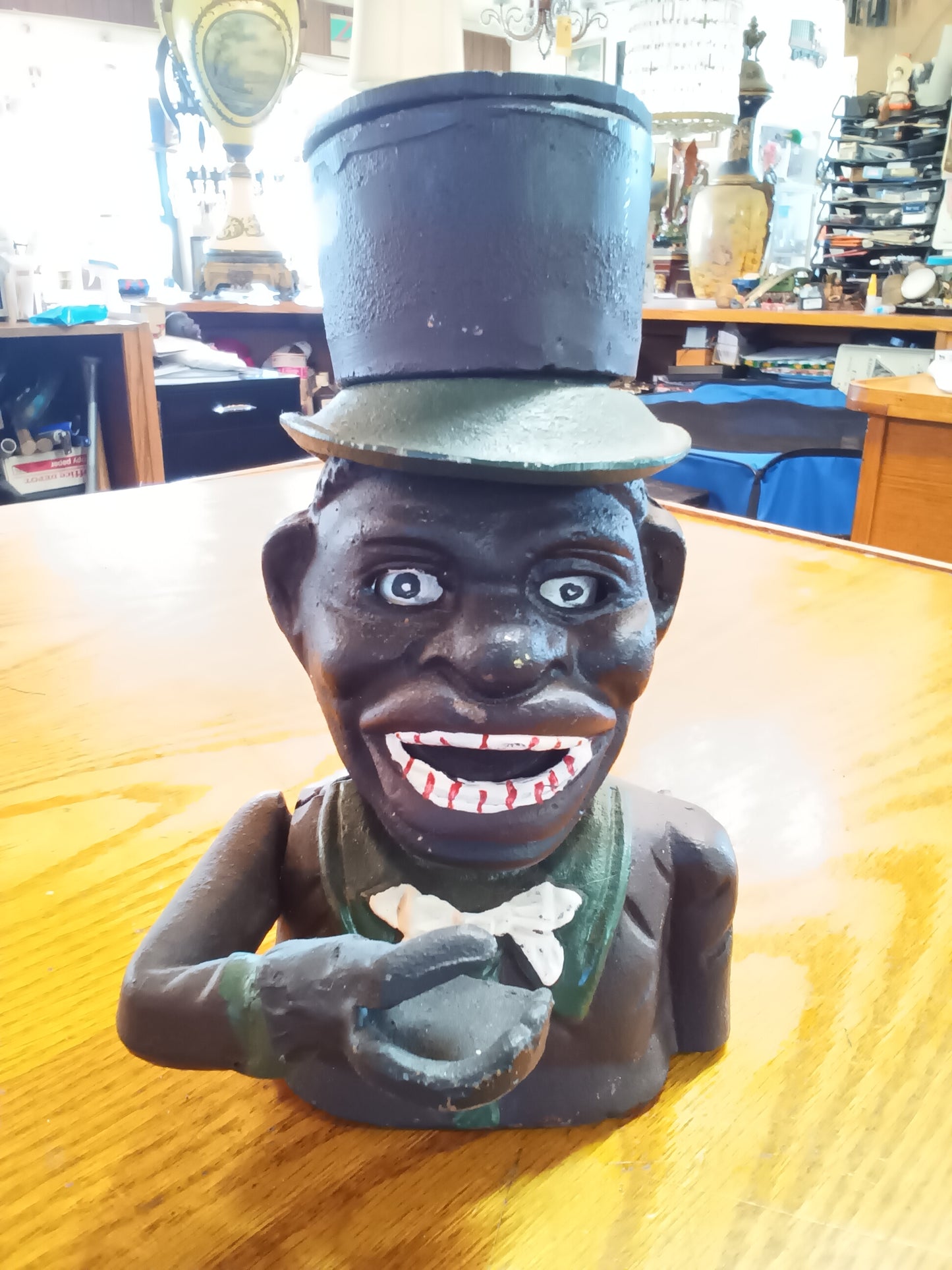 Cast Iron Americana Mechanical Bank Man wearing a Top Hat