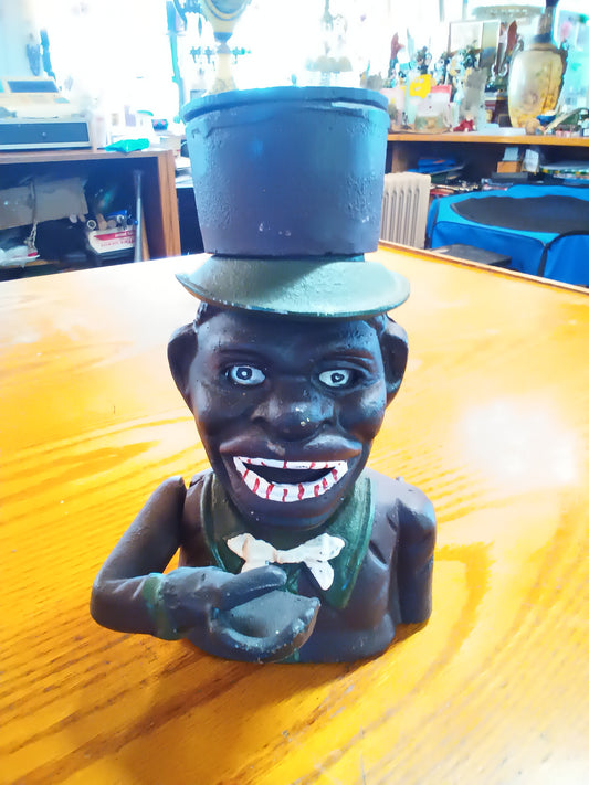 Cast Iron Americana Mechanical Bank Man wearing a Top Hat