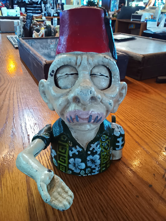 Cast Iron Mechanical Bank Alfredo Tiki Zombie