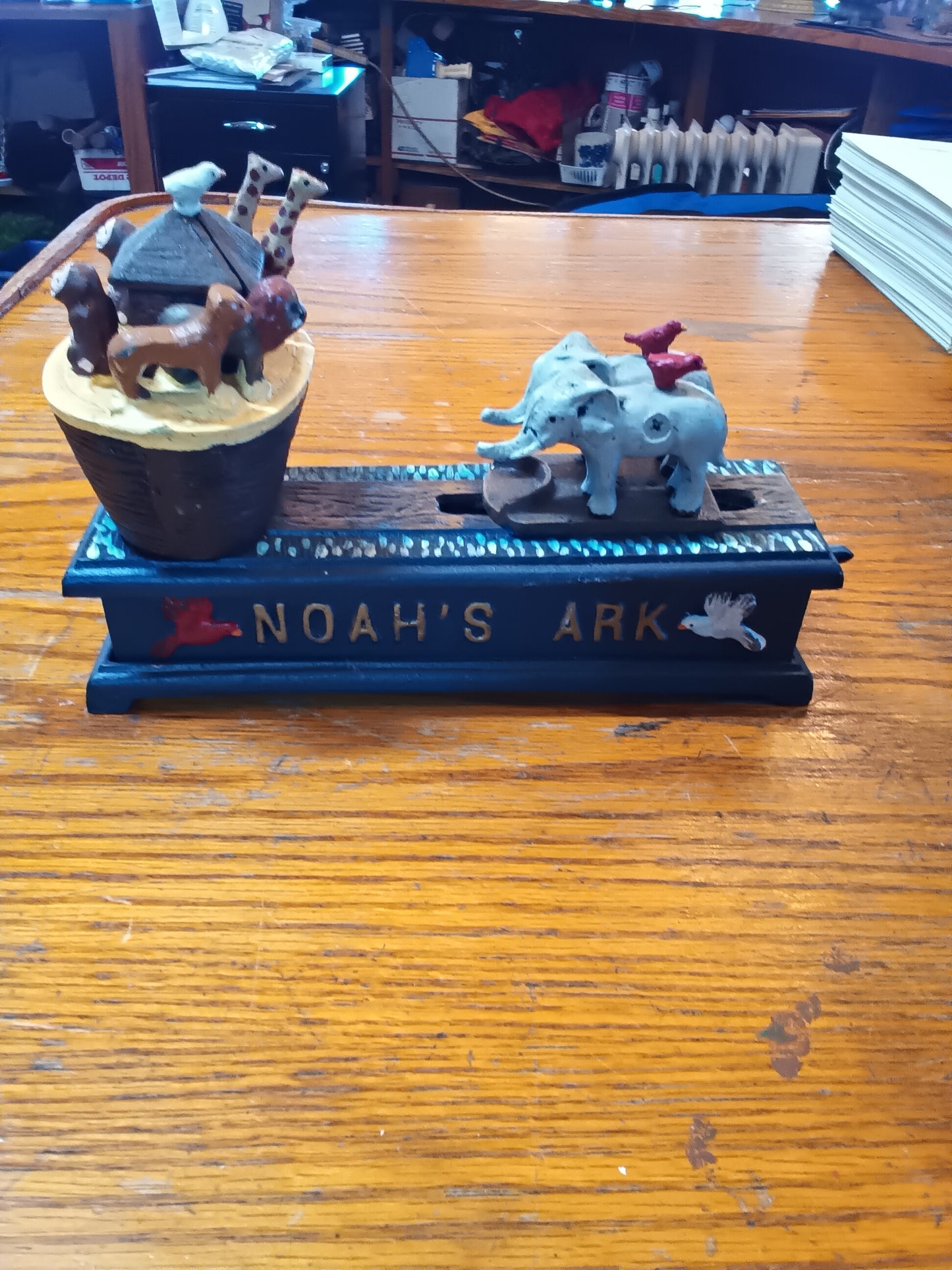 Cast Iron mechanical Noah's Ark  Bank