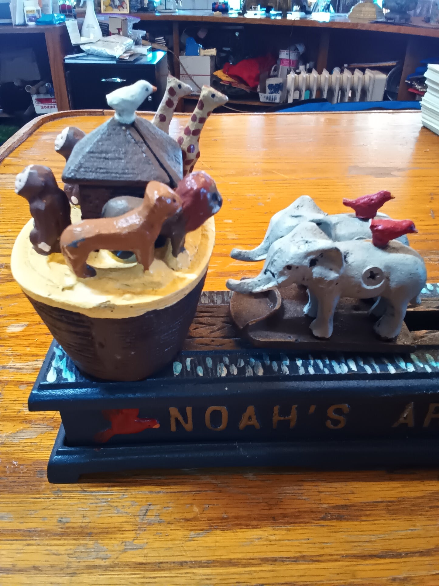 Cast Iron mechanical Noah's Ark  Bank