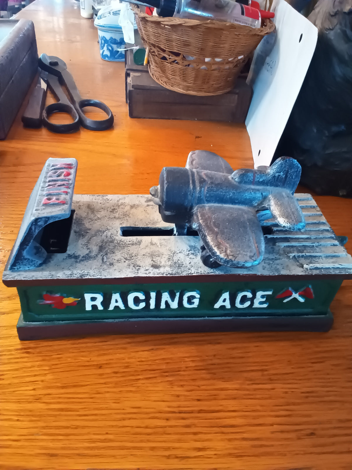 Cast Iron mechanical bank   Racing Ace