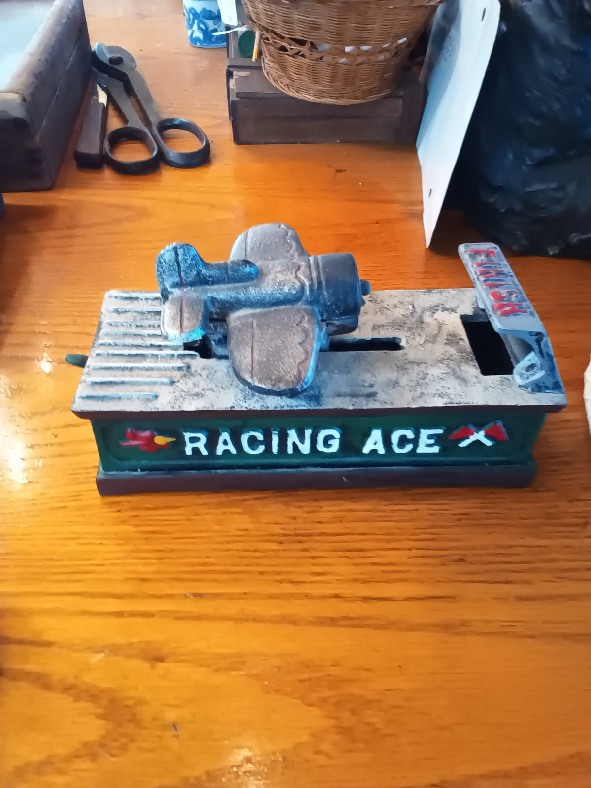 Cast Iron mechanical bank   Racing Ace