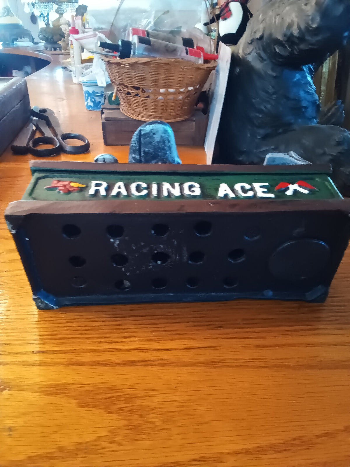 Cast Iron mechanical bank   Racing Ace