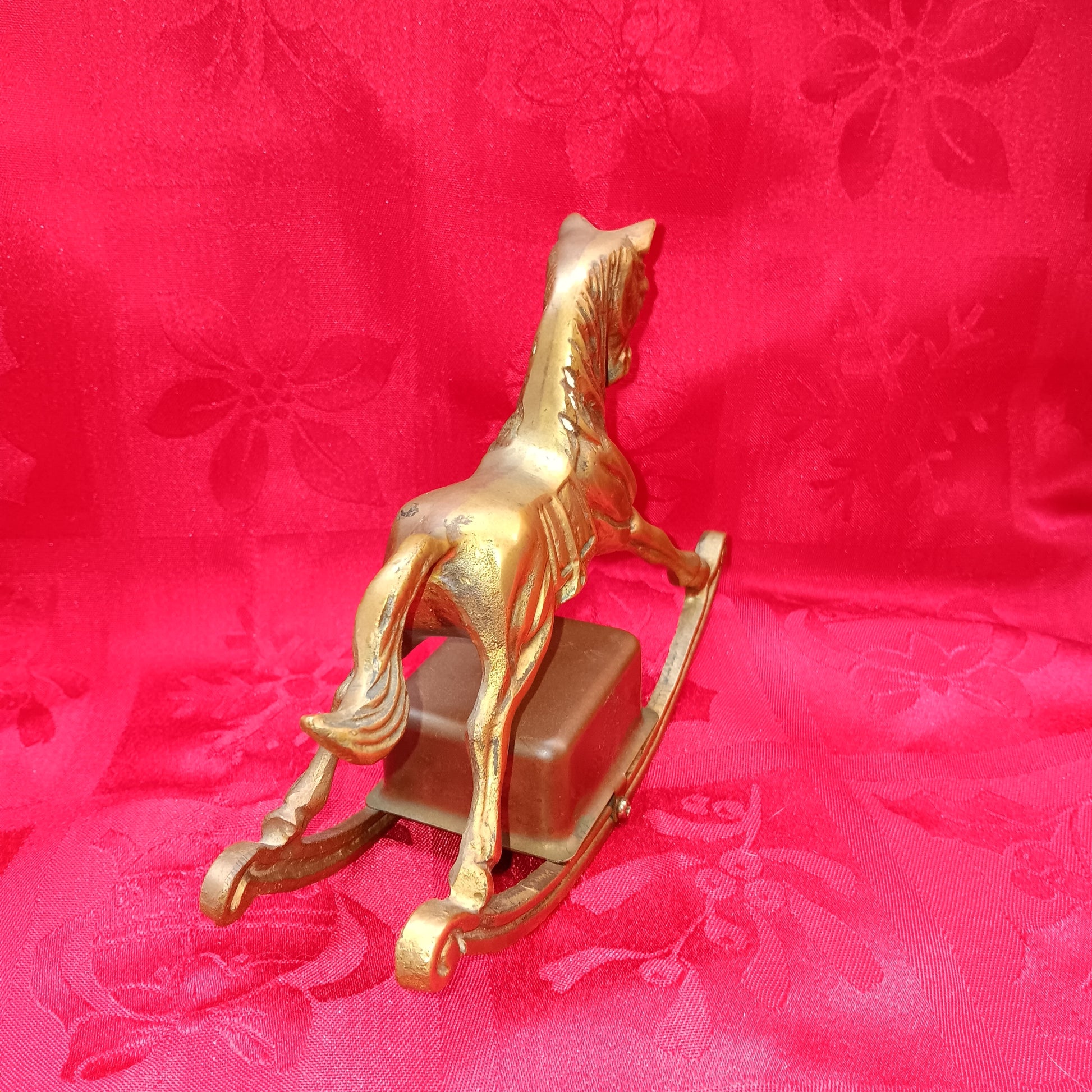 Enesco Brass Musical Rocking Horse-Jantiques LLC.