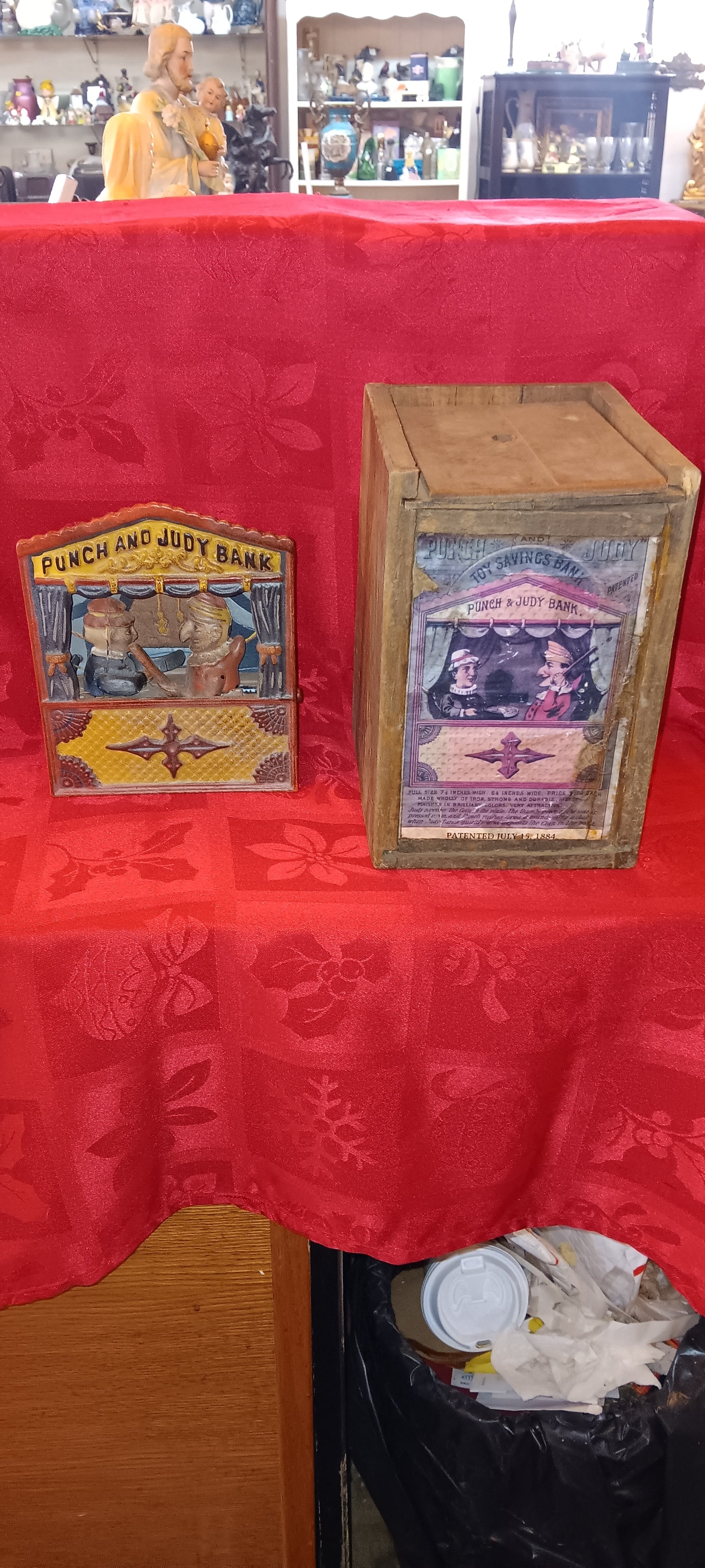 ORIGINAL COMPLETE Shepard Hardware 1884 Punch & Judy Mechanical Bank With Box-Jantiques LLC.