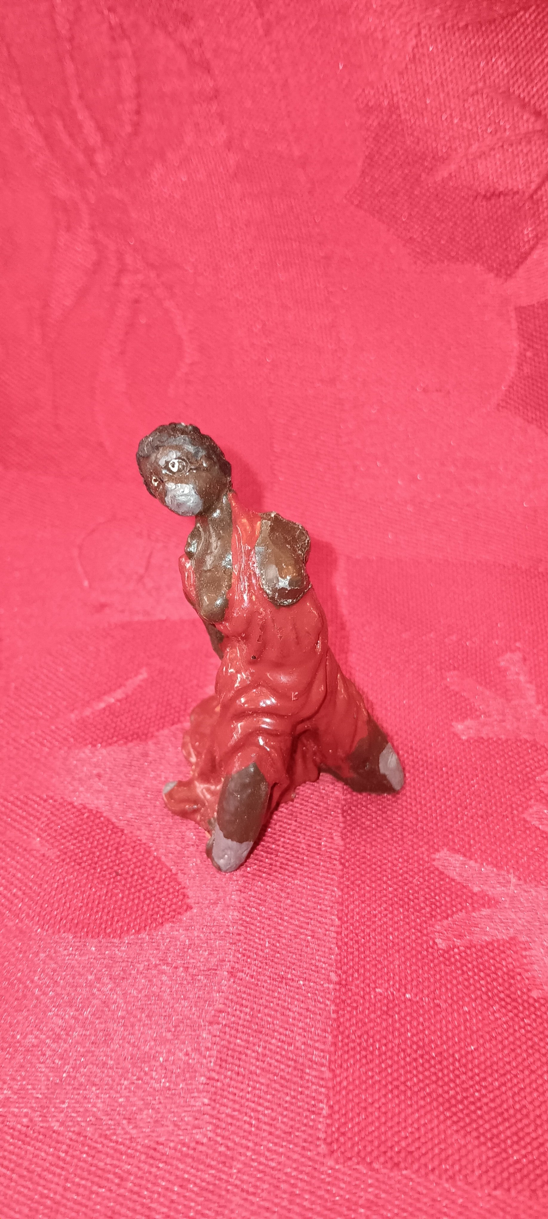 Lead Erotic Black Americana Woman in Red Dress-Jantiques LLC.