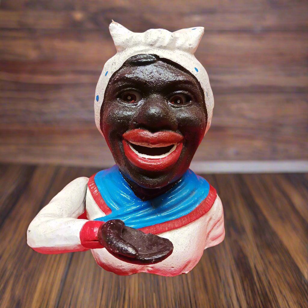 Cast Iron Mechanical Bank - Aunt Jemima Red, White, Blue-Jantiques LLC.