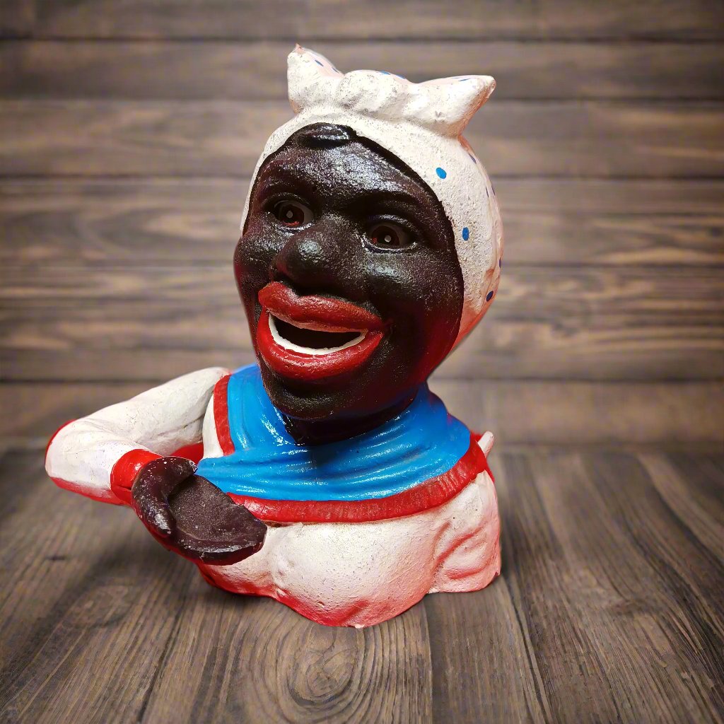 Cast Iron Mechanical Bank - Aunt Jemima Red, White, Blue-Jantiques LLC.