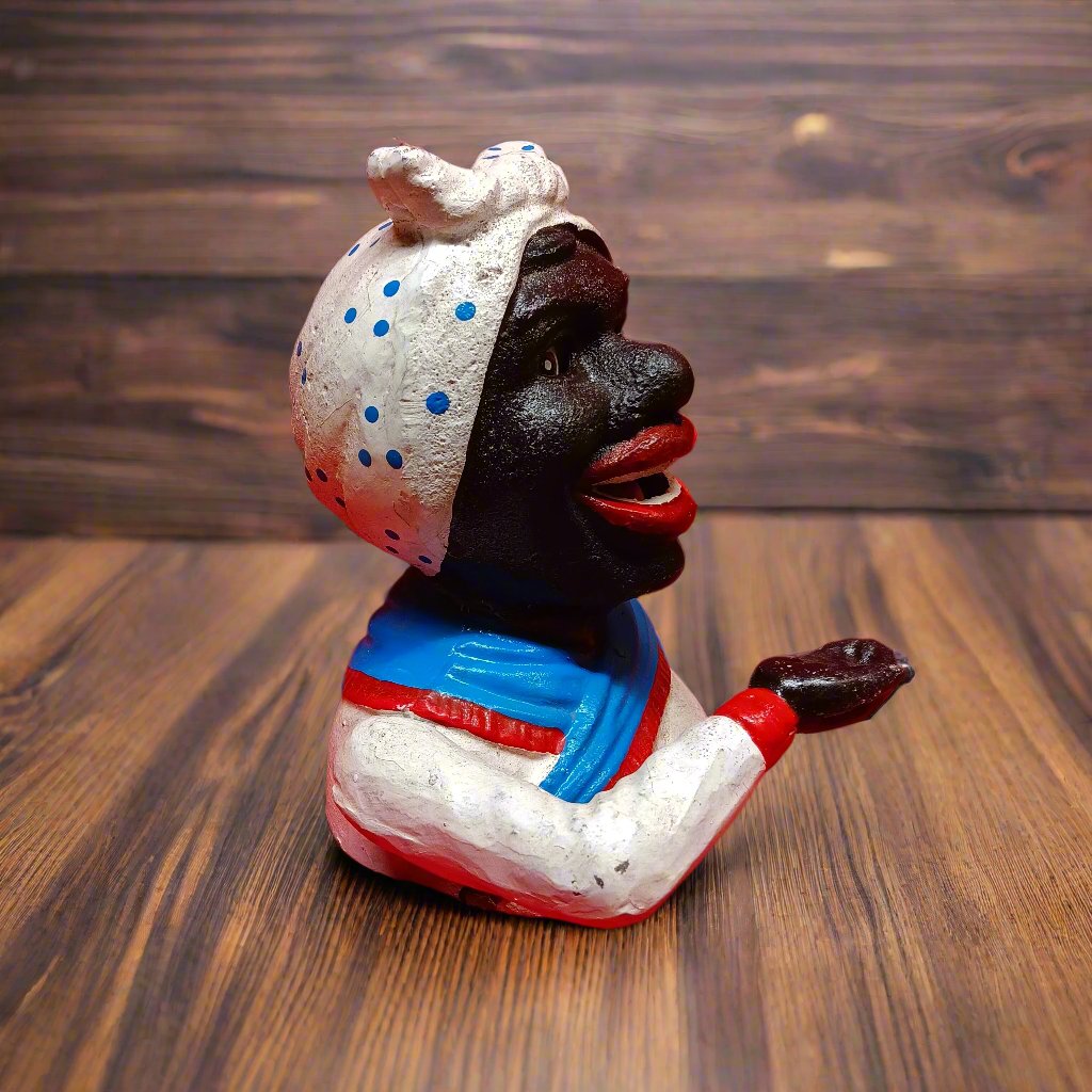 Cast Iron Mechanical Bank - Aunt Jemima Red, White, Blue-Jantiques LLC.