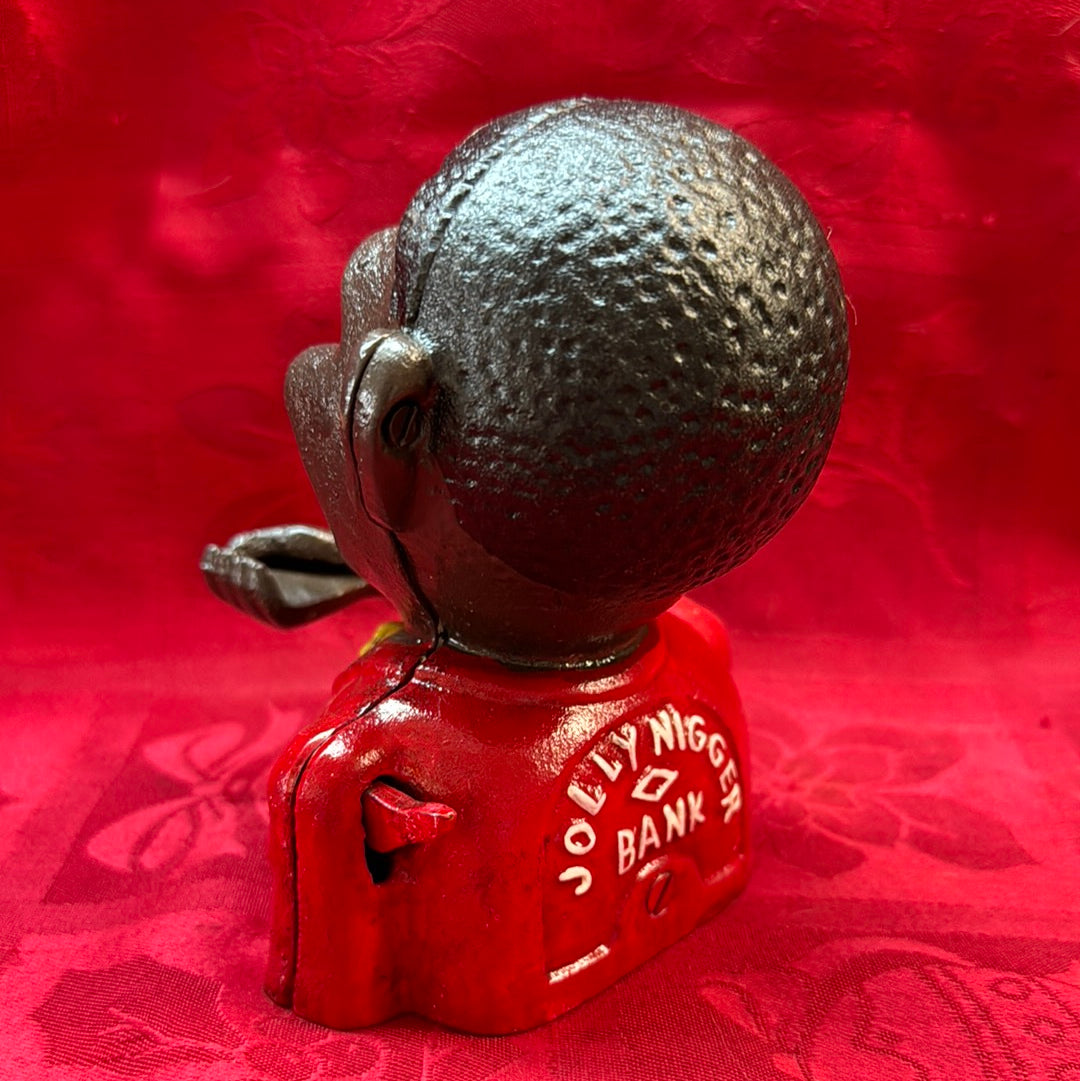 Cast Iron Mechanism Bank - Small Jolly Red-Jantiques LLC.