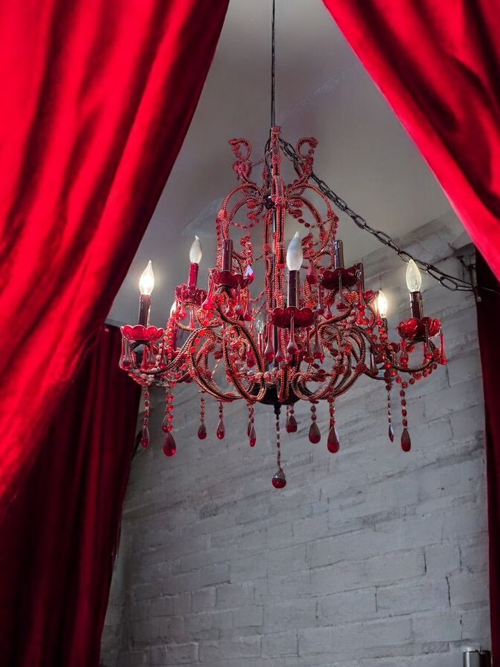 Red Crystal Tear Drop Gothic Chandelier-Jantiques LLC.