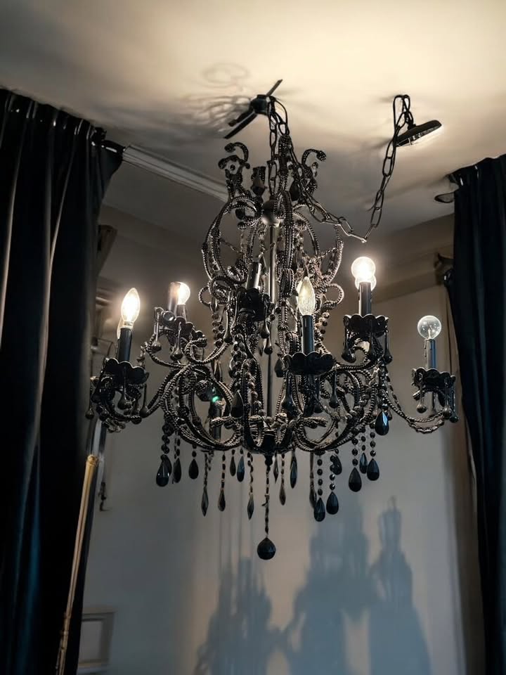 Black Crystal Gothic Tear Drop Chandelier-Jantiques LLC.