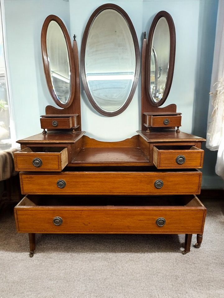 Antique Furniture Mahogany Vanity Dressing Table-Jantiques LLC.