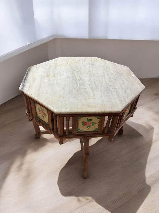 Marble top hexagon table