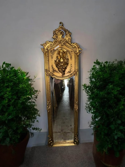 Golden Gilt Figural Muse Mirror with Sculpted Bust