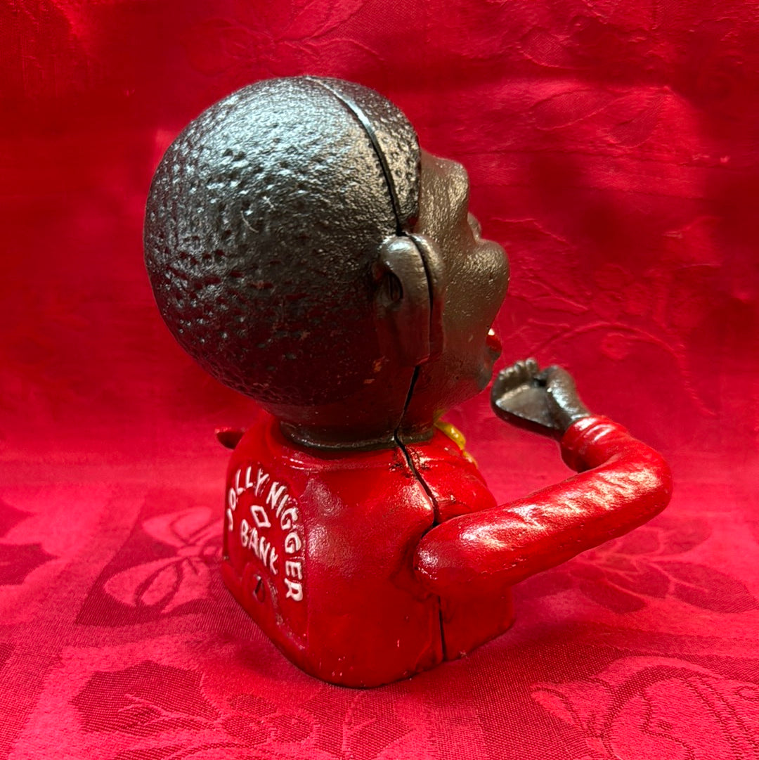 Cast Iron Mechanism Bank - Small Jolly Red-Jantiques LLC.