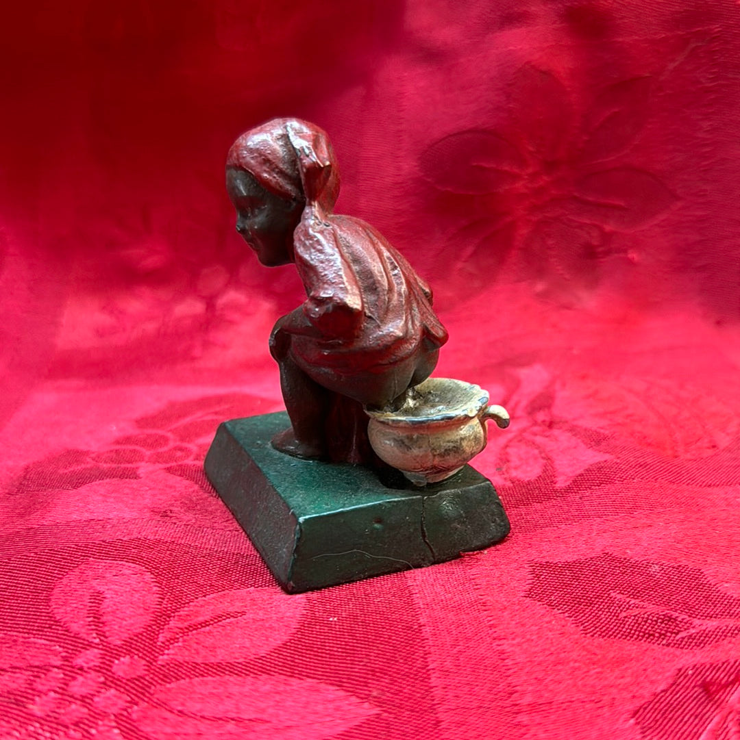 Lead Black Americana Red Girl on Chamberpot-Jantiques LLC.