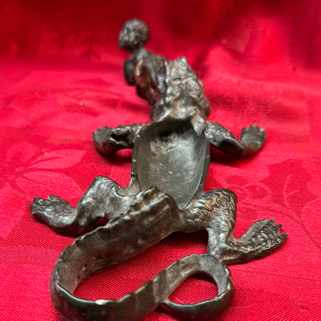 Lead Black Americana Alligator Baby Ashtray trinket dish-Jantiques LLC.