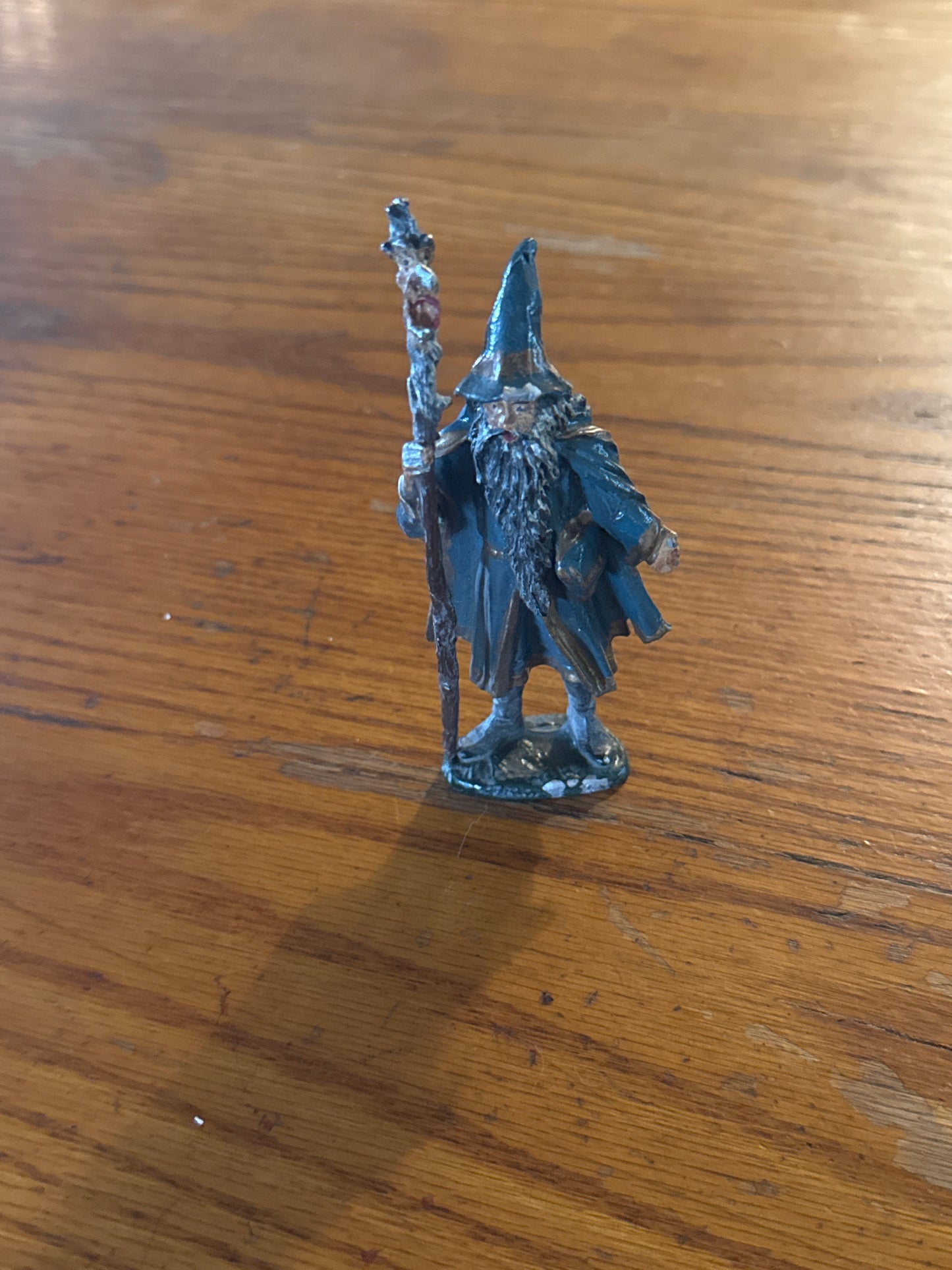Solid Lead wizard with staff Statue
