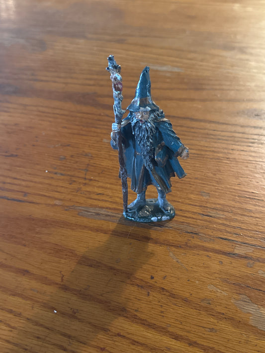 Solid Lead wizard with staff Statue
