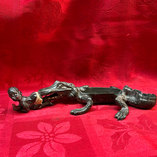 Lead Black Americana Alligator Baby Ashtray trinket dish-Jantiques LLC.