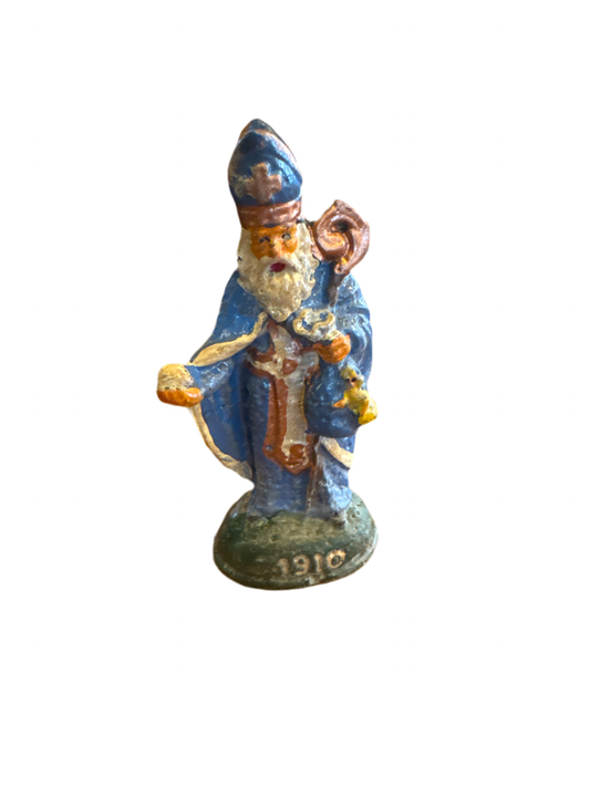 Lead Old Fashion Blue Santa Claus 1910-Jantiques LLC.