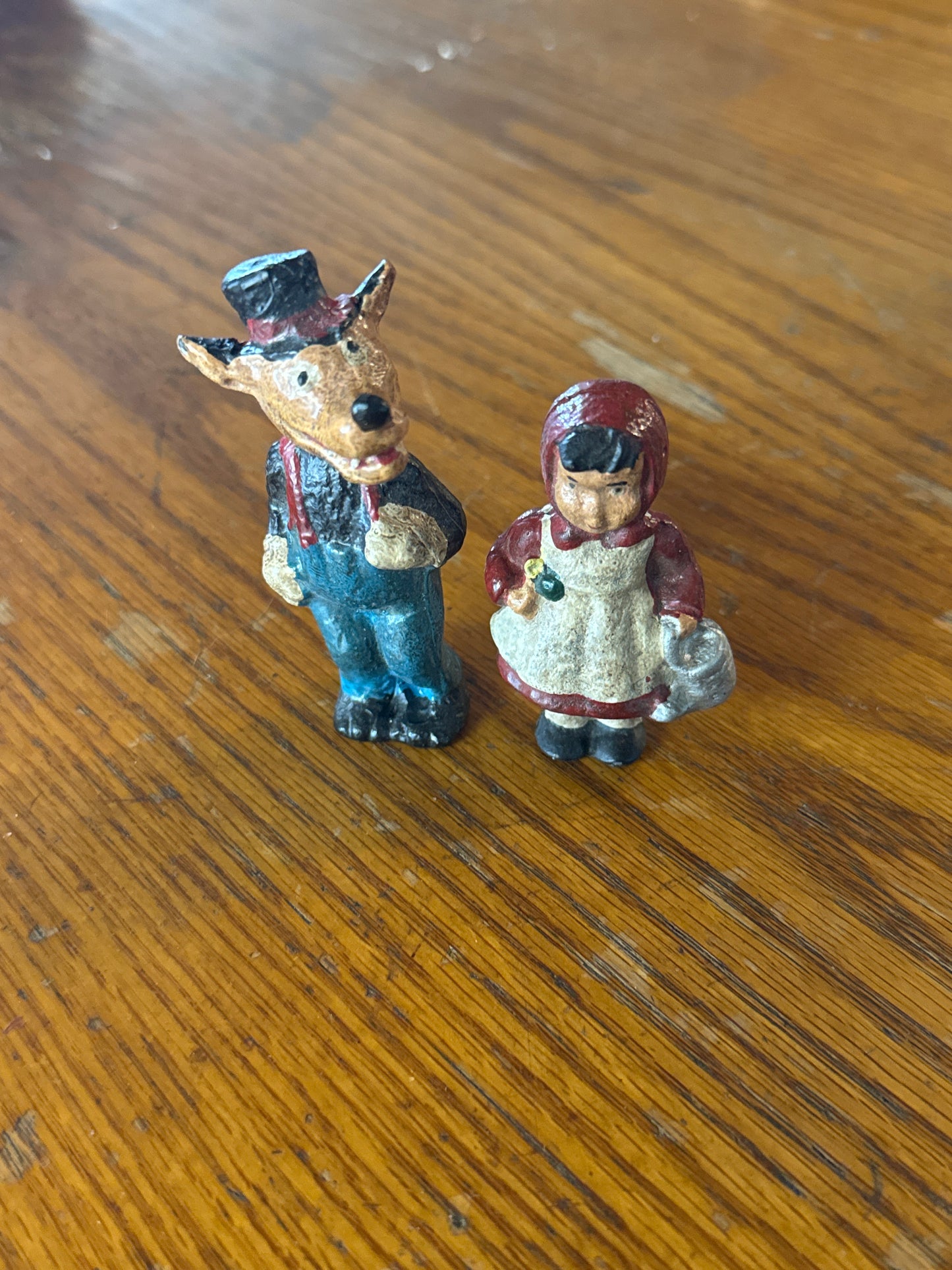 Solid Lead Little Red & Bad Wolf Statue