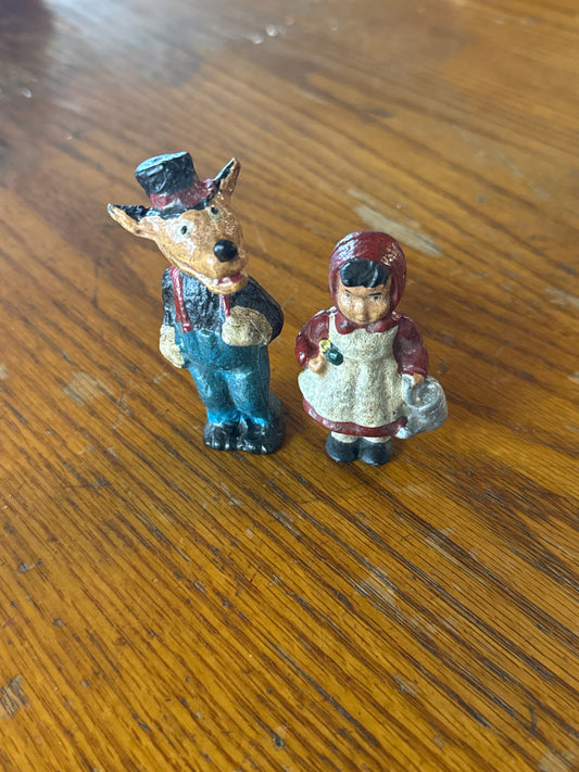 Solid Lead Little Red & Bad Wolf Statue