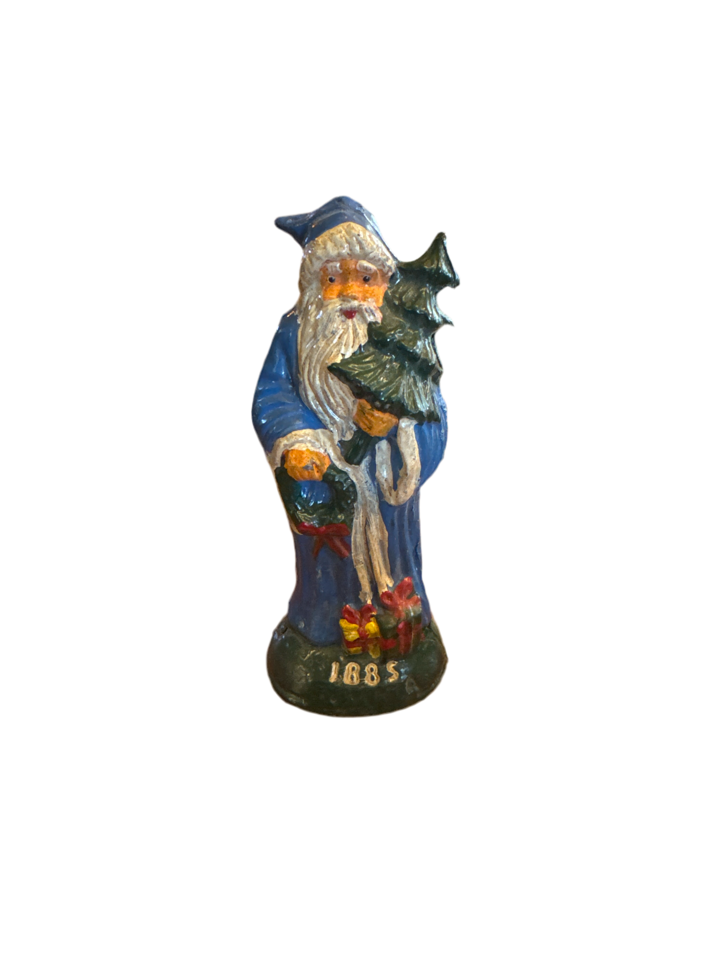 Lead Old Fashion Blue Santa Claus 1885-Jantiques LLC.