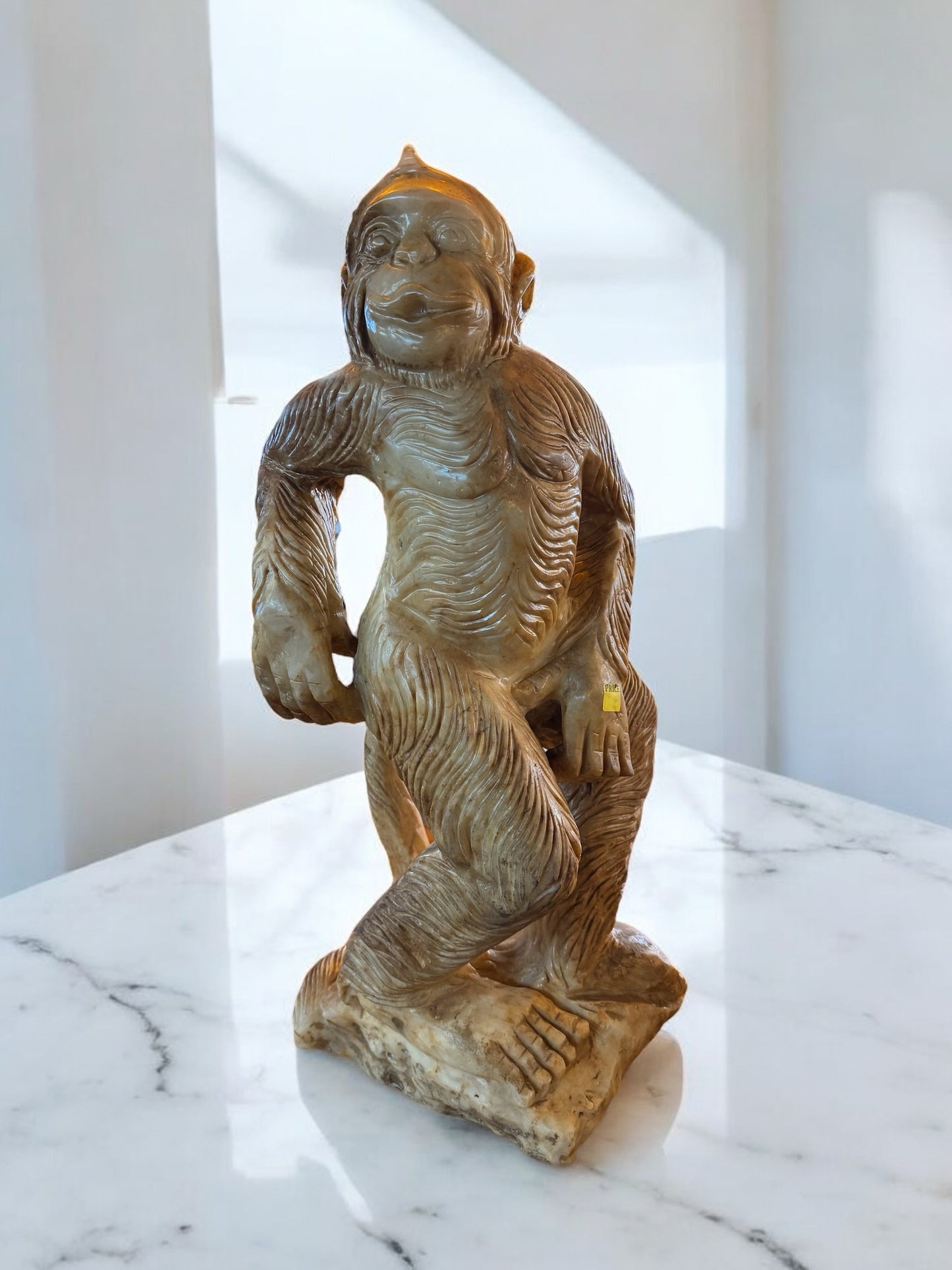 Hand Carved Marble Monkey Statue