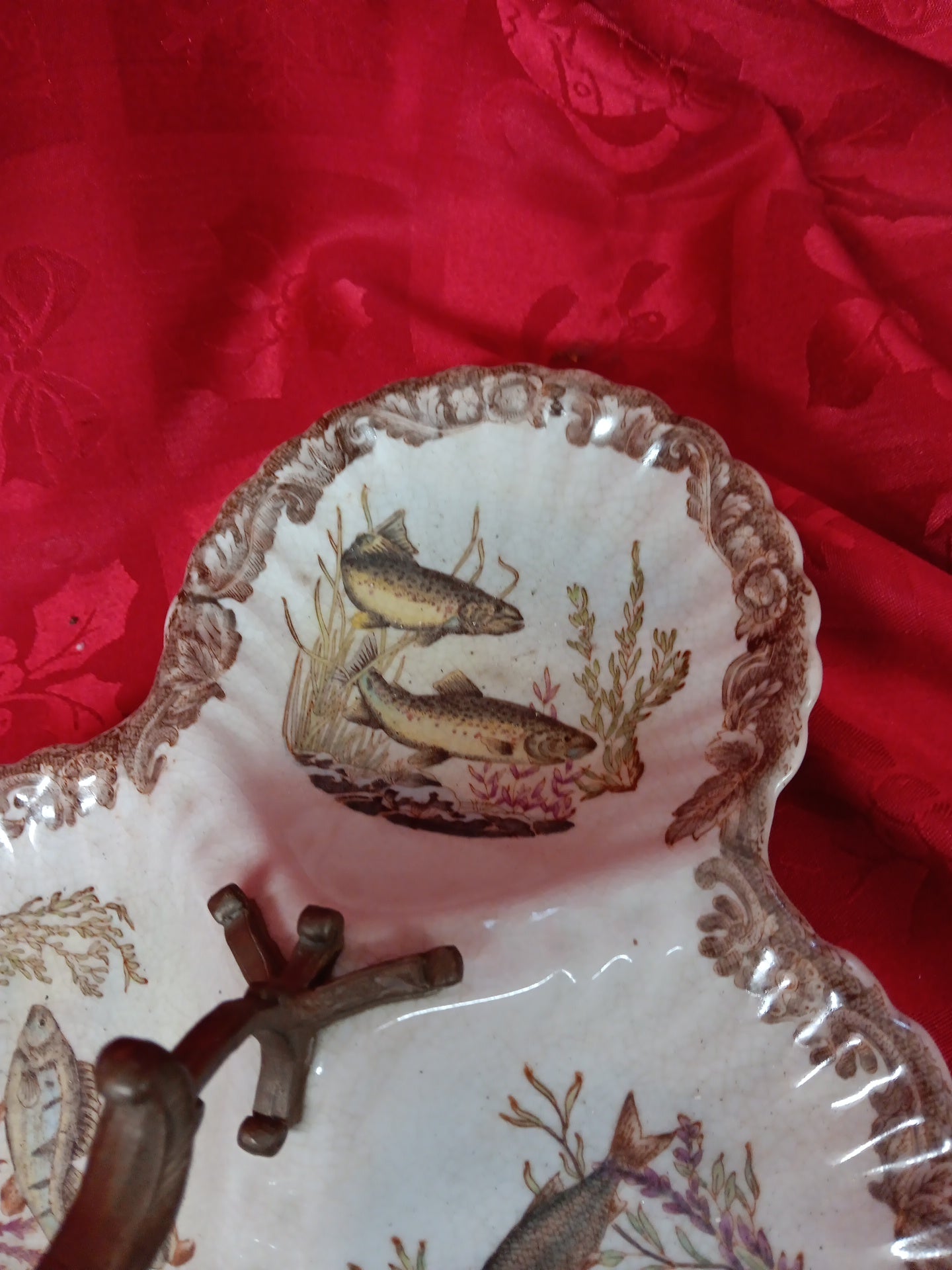 White Porcelain and Bronze Fish Ring Holder-Jantiques LLC.