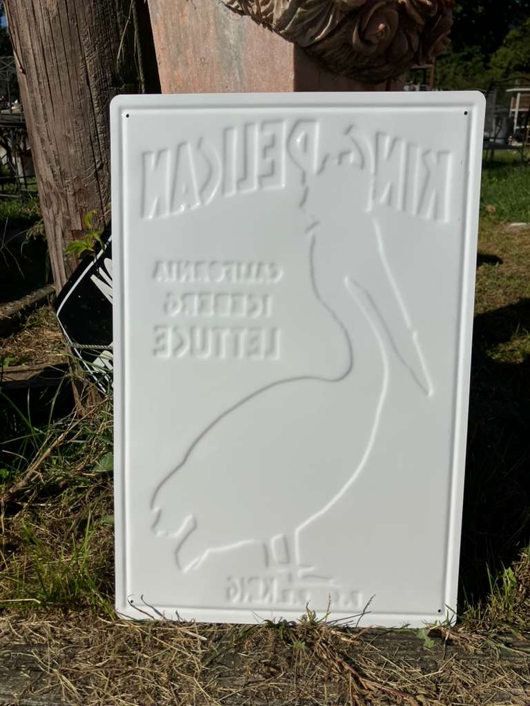 Vintage Style King Pelican Lettuce Metal Sign