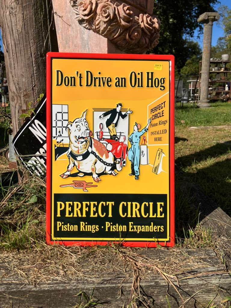 Vintage Style “Don’t Drive an Oil Hog” Metal Sign