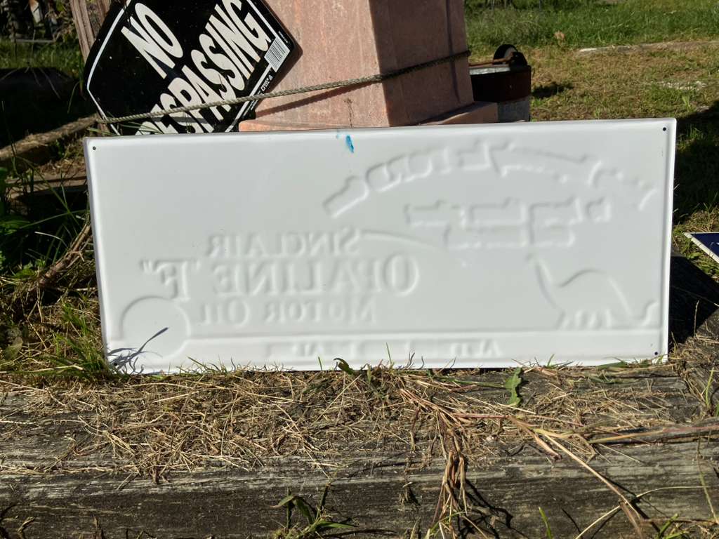 Sinclair Opaline "F" Motor Oil Vintage Metal Sign