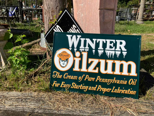 Vintage Style Winter Oilzum Motor Oil Metal Sign